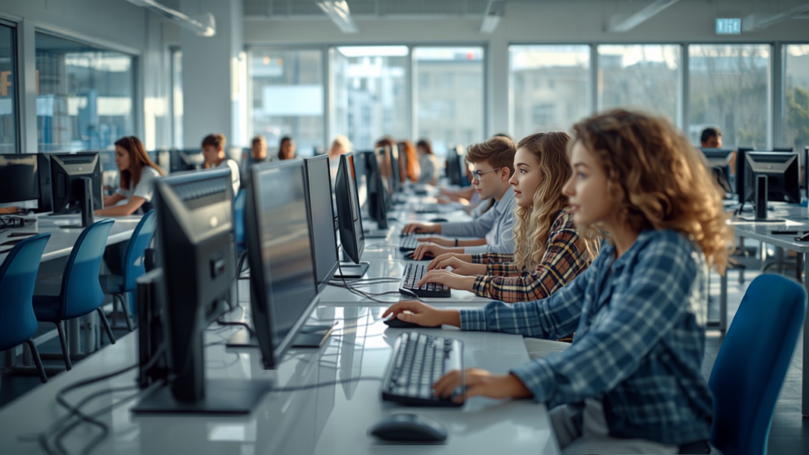 Students learning at NICT computer lab